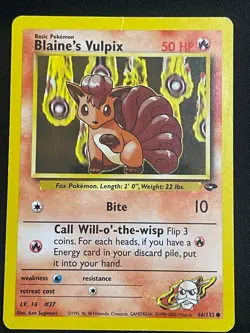 Pokemon Blaine's Vulpix Common Gym Challenge 066/132 HP - Image 1