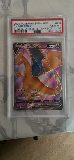 2020 Pokemon Champions Path ETB Promo Charizard V SWSH050 PSA Gem Mint 10 - Image 2
