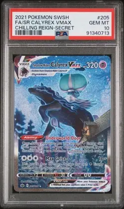 2021 Pokemon SWSH FA SR Calyrex VMAX Chilling Reign-Secret #205 PSA 10 - Image 1