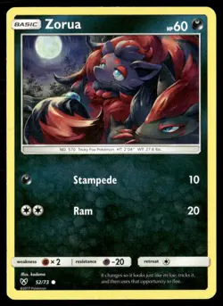 Zorua Shining Legends 52 Common Pokemon Near Mint - Image 1