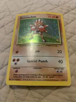 Pokemon TCG Hitmonchan Base Set 7/102 Holo Unlimited Holo Rare HP - Image 1