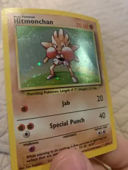 Pokemon TCG Hitmonchan Base Set 7/102 Holo Unlimited Holo Rare HP - Image 2