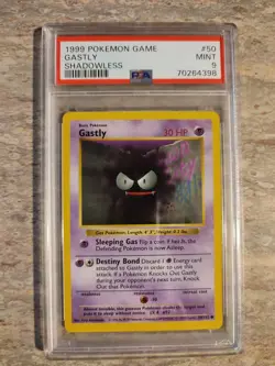 Pokemon Gastly 1999 Base Set Shadowless #50 PSA 9 Mint - Image 1