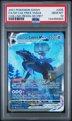 POKEMON SWORD & SHIELD CHILLING REIGN FULL ART/SHADOW RIDER CALYREX VMAX PSA 10 - Image 1