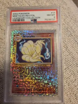 Pokemon 2002 Legendary Collection Ninetales #17 Reverse Holo PSA 8 - Image 1