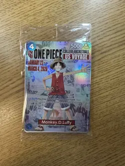 One Piece CCG Monkey.D.Luffy College Basketball US Voyage Promo Card - Image 1