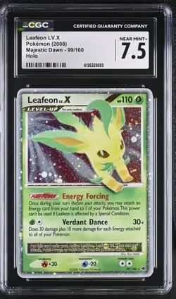 CGC 7.5 Leafeon LV.X 99/100 Holo Majestic Dawn Pokemon Card - Image 1