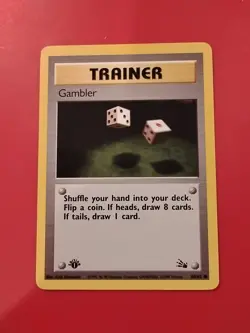 Pokemon TCG Gambler Fossil 1st Edition Common Card 60/62 LP - Image 1