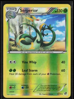 Serperior 5/114 Holo Rare Black & White Pokemon Reverse Holo Moderately Played - Image 1