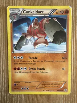 Pokemon TCG Conkeldurr Black and White Plasma Storm 81/135 Regular Rare DMG - Image 1