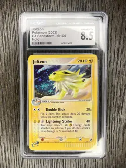 Jolteon CGC 8.5 Pokemon 2003 EX Sandstorm 6/100 e-Reader Holo Swirl Low POP 27 - Image 1