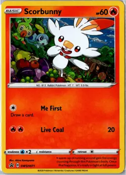 Pokemon Card - Scorbunny SWSH071 Sword & Shield Promo Cosmo Holo Near Mint - Image 1