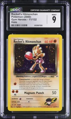 CGC 9 Rocket's Hitmonchan 2000 Gym Heroes #11/132 Holo Pokemon - Image 1