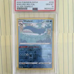 Pokemon TCG Wailord 2022 Silver Tempest 038/195 Reverse Holo PSA 10 - Image 1