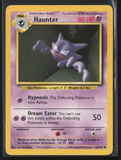 Haunter 29/102 Uncommon Base Set Unlimited Pokemon Lightly Played - Image 1