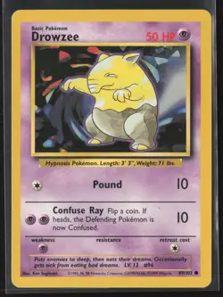Drowzee 49/102 Common Base Set Unlimited Pokemon Lightly Played - Image 1