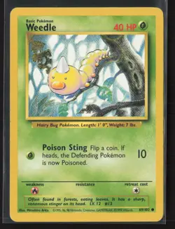 Weedle 69/102 Common Base Set Unlimited Pokemon Lightly Played - Image 1