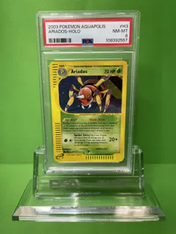 2003 POKEMON AQUAPOLIS H3 ARIADOS-HOLO PSA 8 - Image 1