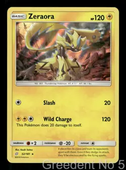 Zeraora 52/181 Holo Rare Team Up Pokemon Holo Lightly Played - Image 1