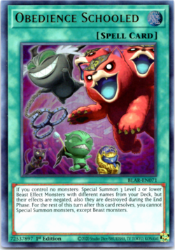 Obedience Schooled - BLAR-EN071 - Ultra Rare - 1st Edition - Yugioh - Image 1