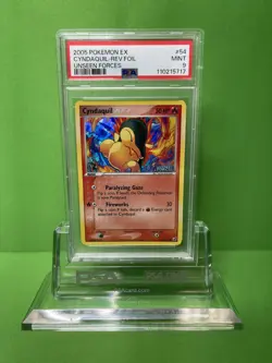 2005 POKEMON EX UNSEEN FORCES 54 CYNDAQUIL-REVERSE FOIL PSA 9 - Image 1