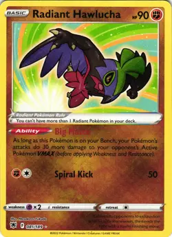 Radiant Hawlucha 081/189 Radiant Rare Astral Radiance Pokemon - Image 1