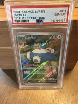 POKEMON SNORLAX #051 151 ELITE TRAINER BOX BLACK STAR PROMO - PSA GEM MINT 10 - Image 1