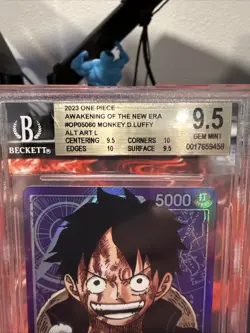 2023 One Piece OP05-060 Monkey D. Luffy Leader Alt Art. Beckett Grade 9.5/10 - Image 3