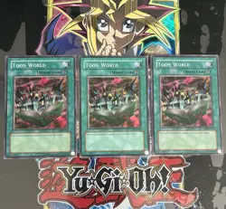 Yugioh Cards 3x Toon World MRL-E076 Super Rare Magic Ruler - Image 1