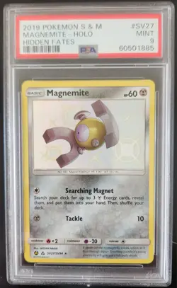 2019 Pokemon Sun & Moon Hidden Fates Magnemite Holo #SV27 PSA 9 - Image 1