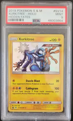 2019 Pokemon Sun & Moon Hidden Fates Xurkitree Holo #SV14 PSA 9 - Image 1