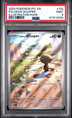 PSA 9 Paldean Wooper 102/094 Pokemon Phantasmal Flames Illustration Rare 2025 - Image 1