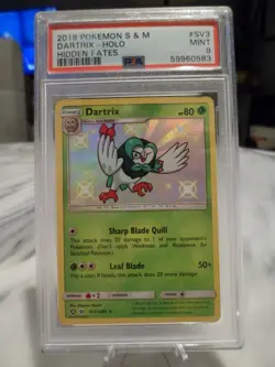 Dartrix PSA 9 MINT 2019 Pokemon Sun & Moon Hidden Fates Holo #SV3 - Image 1