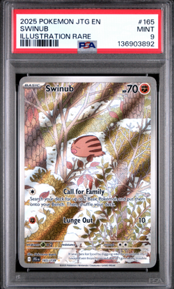 2025 POKEMON JTG EN-JOURNEY TOGETHER ILLUSTRATION RARE #165 SWINUB PSA 9 - Image 1