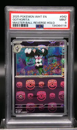2025 POKEMON WHT EN-WHITE FLARE #042 GOTHORITA - MASTER BALL REVERSE HOLO -PSA 9 - Image 1