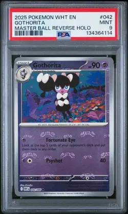 2025 POKEMON WHT EN-WHITE FLARE #042 GOTHORITA - MASTER BALL REVERSE HOLO -PSA 9 - Image 2