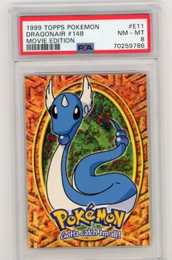 1999 TOPPS POKEMON #148 E11 DRAGONAIR MOVIE EDITION PSA 8 NM MINT - Image 1