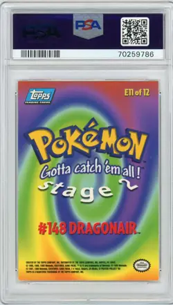 1999 TOPPS POKEMON #148 E11 DRAGONAIR MOVIE EDITION PSA 8 NM MINT - Image 2