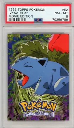 1999 TOPPS POKEMON #2 E2 IVYSAUR MOVIE EDITION PSA 8 NM MINT - Image 1