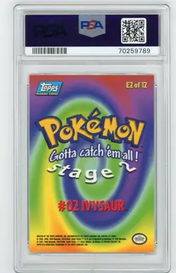 1999 TOPPS POKEMON #2 E2 IVYSAUR MOVIE EDITION PSA 8 NM MINT - Image 2