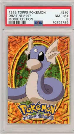 1999 TOPPS POKEMON #147 E10 DRATINI MOVIE EDITION PSA 8 NM MINT - Image 1