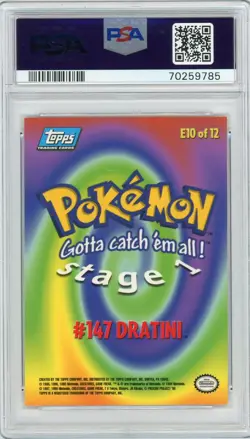 1999 TOPPS POKEMON #147 E10 DRATINI MOVIE EDITION PSA 8 NM MINT - Image 2