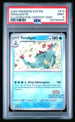 2025 POKEMON SVP ILLUSTRATION CONTEST PROMO #213 FERALIGATR PSA 9 - Image 1