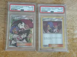 2019 Pokemon PSA 10 Jesse & James Full Art Trainer 68/68 & 58/68 SET - Image 1