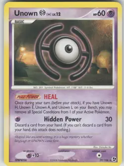 Pokemon TCG Unown [H] Rare Great Encounters 29/106 - Image 1