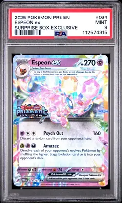 Pokemon Sv: Prismatic Evolutions Espeon ex 034/131 Holo PSA 9 2025 - Image 1