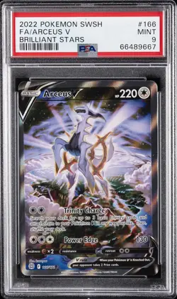 2022 POKEMON SWORD & SHIELD BRILLIANT STARS #166 FULL ART/ARCEUS V PSA 9 - Image 1