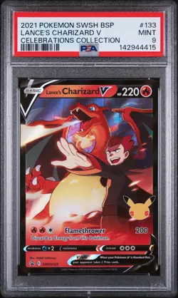 2021 POKEMON SWSH BLACK STAR PROMO #133 LANCE'S CHARIZARD V PSA 9 - Image 1