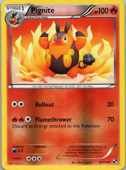Pokemon TCG Pignite 18/114 Black White Rev Holo LP - Image 1