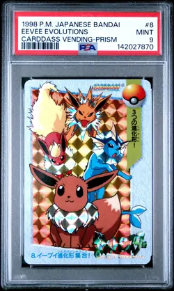 1998 POKEMON JAPANESE BANDAI CARDDASS VENDING #8 EEVEE EVOLUTIONS-PRISM PSA 9 - Image 1